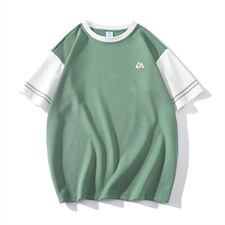 新款英伦夏季时尚拼色袖子ins小众百搭青少年T恤ZDY3415-P49，男装T恤，星座717