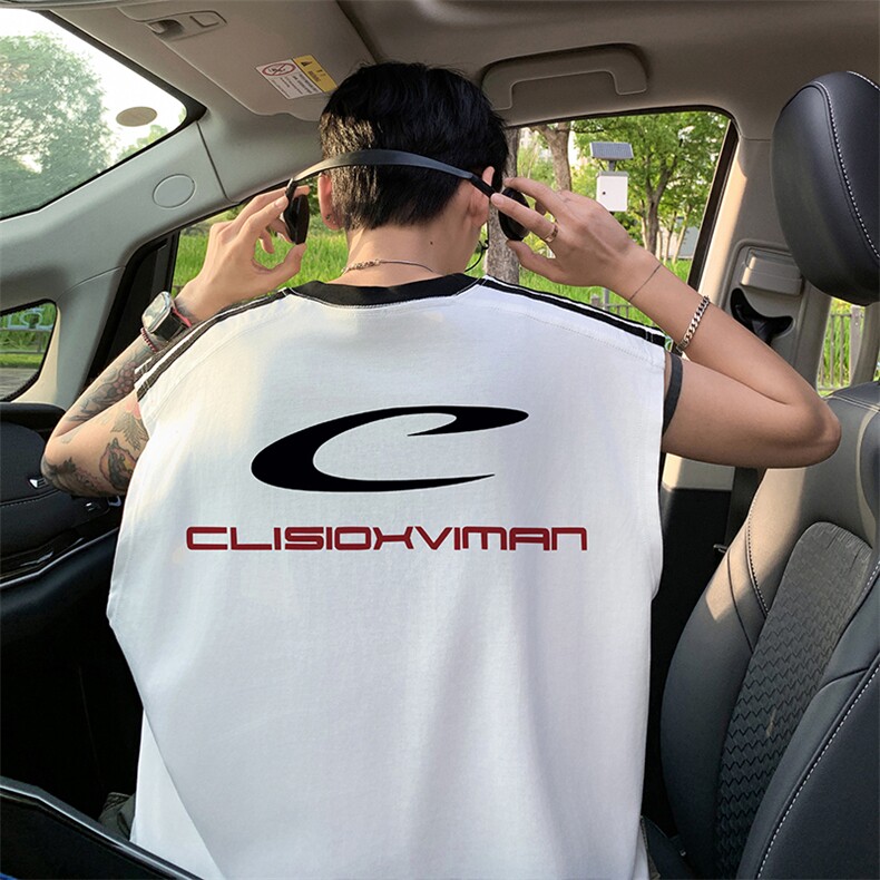 量大优供视频直播高品质重磅260克双纱纯棉印花背心无袖T恤DB185，男装背心/马甲，电商A486