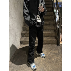 B221美式ins高街暗黑小众修身毛边微喇牛仔裤LK23004-P55控78，男装牛仔裤，电商B221