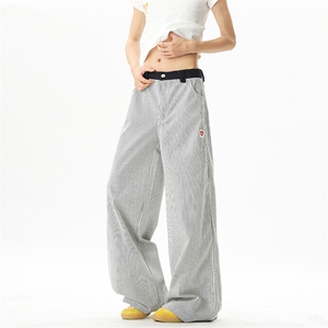 夏季薄款条纹直筒裤休闲裤长裤A014-DY25315-P55控78图片
