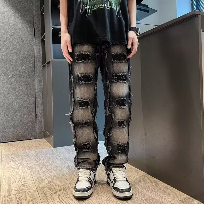 破洞牛仔裤高街风男Y5218P53,男装牛仔裤,星座1112-1