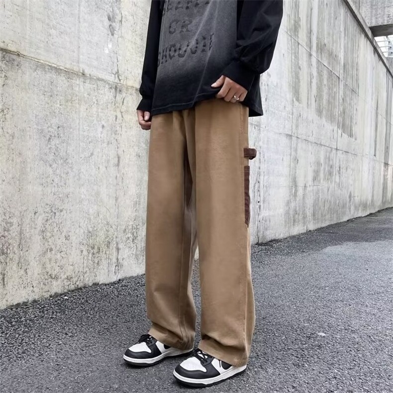 复古宽松裤子男士秋季直筒宽松潮大码阔腿拖地休闲裤MK504P38，男装休闲裤，星座1013-5