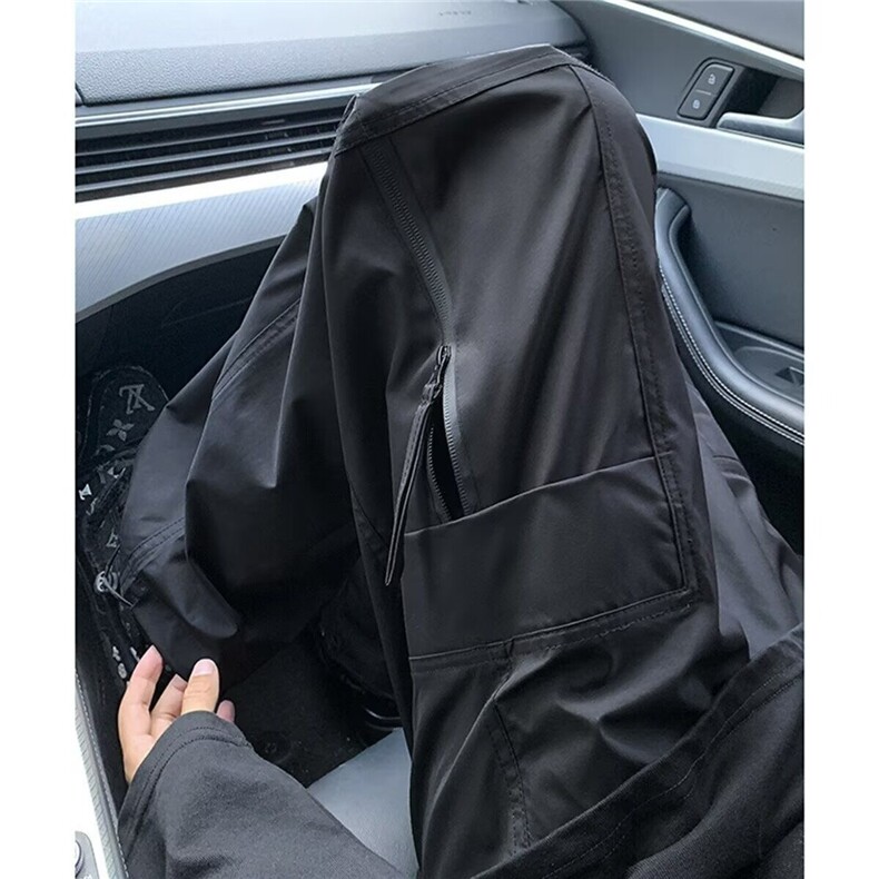 拉链冲锋裤子男夏季薄款设计感小众机能工装裤直筒休闲户外登山裤,男装工装外套,星座218-1（原230）
