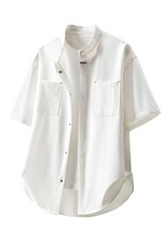 1新中式风暗扣工装聚酯纤维大码M-5XL立领衬衫78013P48控78，男装衬衫，星座226-2