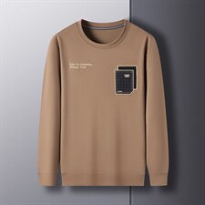 春秋季2023新款男卫衣薄款休闲宽松时尚潮流圆领纯色印花上衣，男装卫衣，电商B212（原钱塘6029）