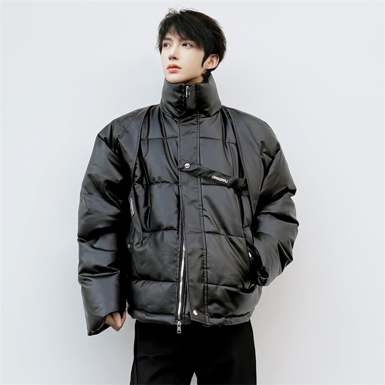 (自家图）解构短款PU皮立领棉服外套3005-P125,男装棉衣,星座910-5