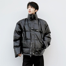 (自家图）解构短款PU皮立领棉服外套3005-P125，男装棉衣，星座910-5