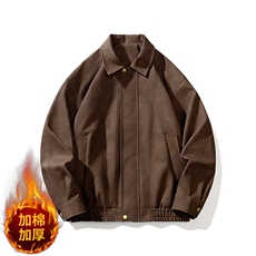 夹棉加厚PU皮夹克宽松复古纯色外套DY2408-P90常规DY2407-P80，男装夹克，星座1213