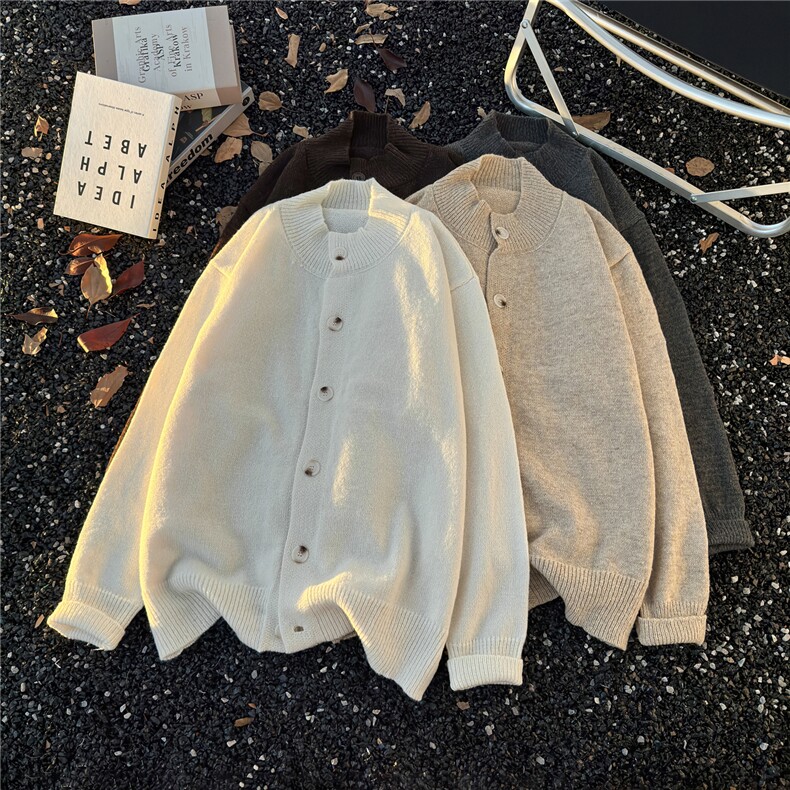 港风秋冬男女立领开衫毛衣单排扣针织衫宽松外套M25P45,男装针织衫/毛衣,星座1013-1