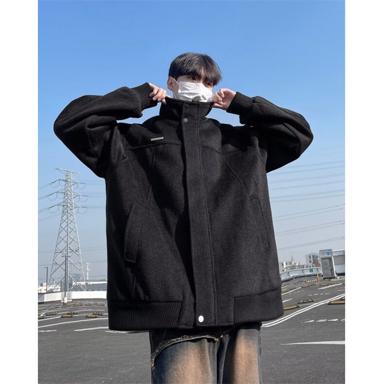 秋冬季美式复古麂皮绒外套男女宽松休闲百搭设计感棉衣外套W9296图片