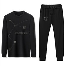 中年男装印花休闲套装秋季爸爸装圆领中老年运动服男卫衣套装，男装休闲套装，电商B212（原钱塘6029）