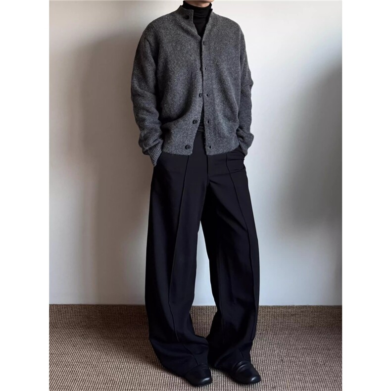 秋冬欧美学院风圆领毛衣开衫男粗针线衫宽松针织衫MZ870-P57，男装针织衫/毛衣，星座412-3