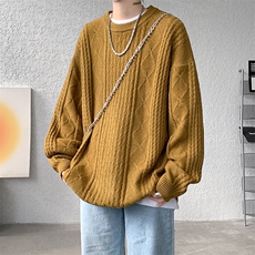 8XL-M圆领毛衣男秋冬季宽松慵懒套头麻花针织衫毛线衣MY19005P68，男装针织衫/毛衣，电商B312