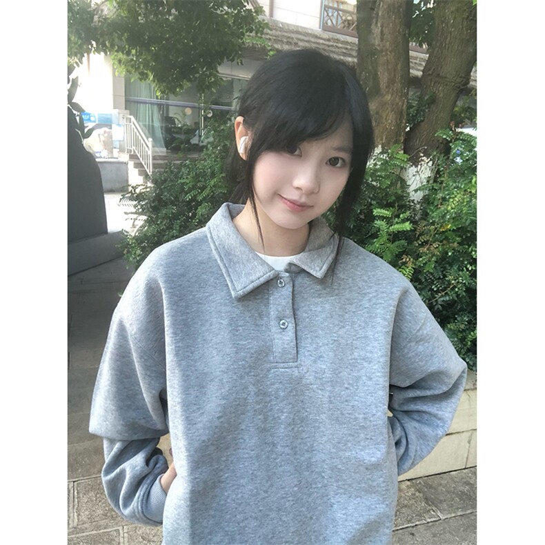 抖音得物高品质二开 25秋冬美式高街结构设计POLO翻领卫衣外套W77图片