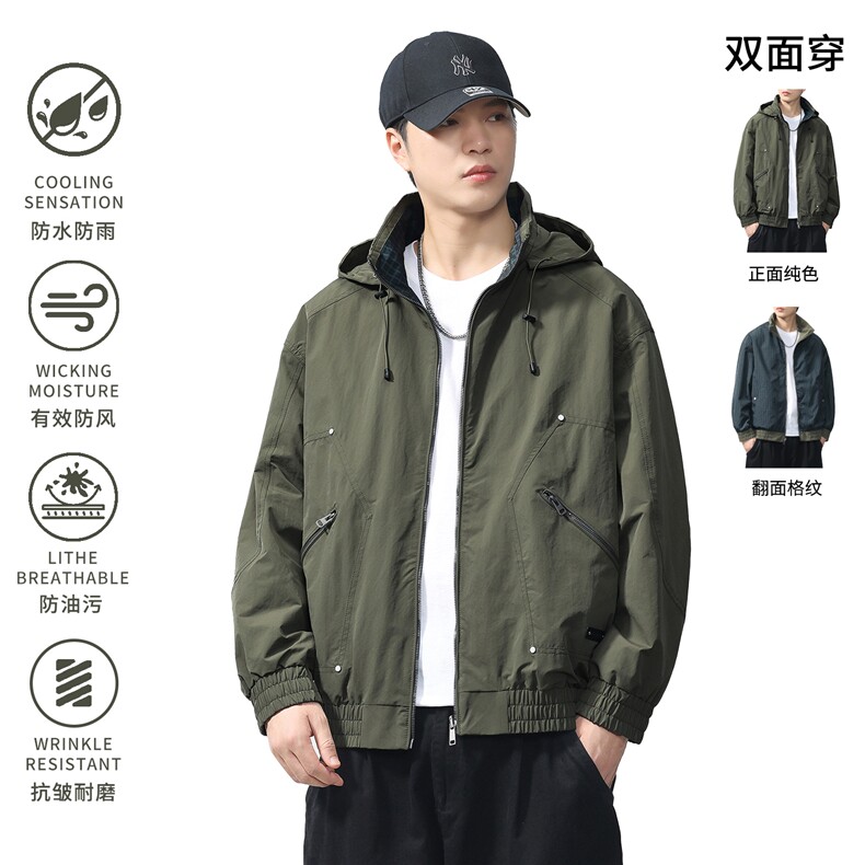 2025款时尚有型两面可穿拆帽立领夹克F0937-P105控199图片