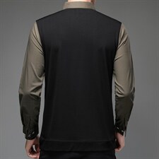 春秋季假两件翻领时尚百搭韩版休闲潮流打底衫男士中年上衣，男装针织衫/毛衣，星座306A