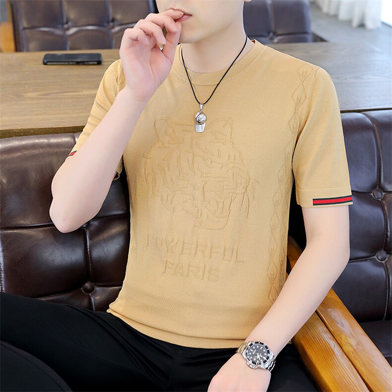 夏季新款中年男士短袖t恤薄款男装时尚休闲修身打底衫上衣服体恤,男装T恤,电商B212（原钱塘6029）