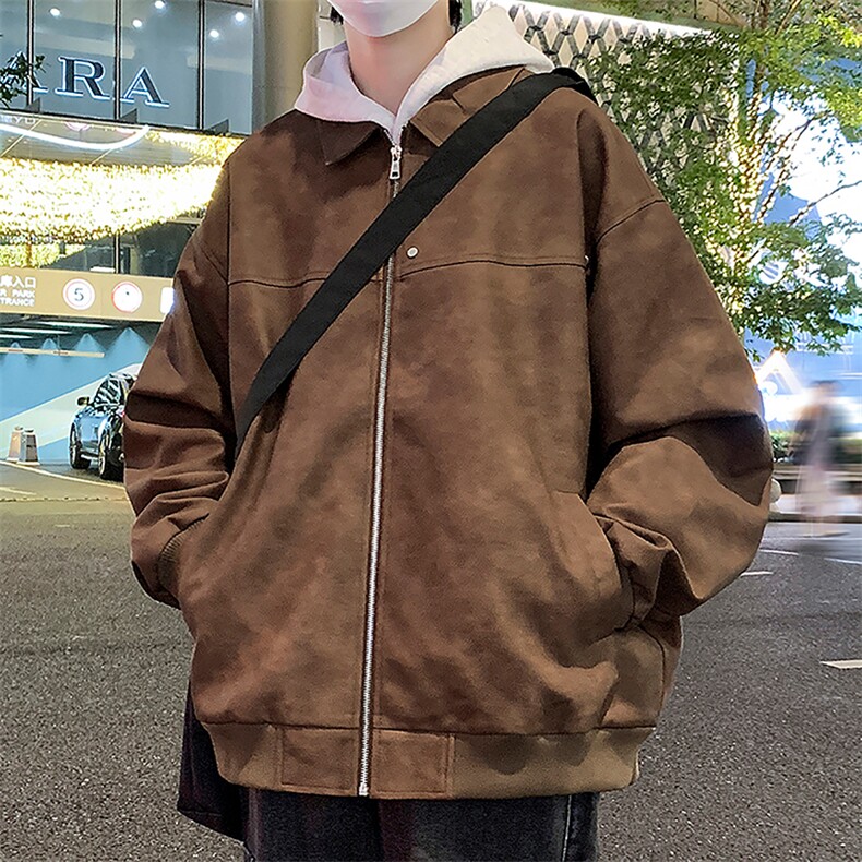 翻领夹克男2024秋新款潮复古宽松休闲外套A436-2377-P90,男装夹克,电商A436