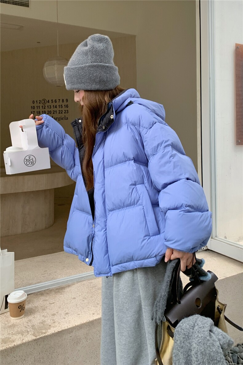现货新款东大门加厚保暖羽绒服百搭连帽面包服女装外套女装,女装羽绒服,韩然一族