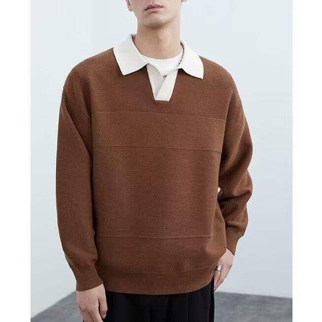 [005] 秋冬季小众polo长袖t恤男美式复古打底衫毛衣A079-M28-P59图片