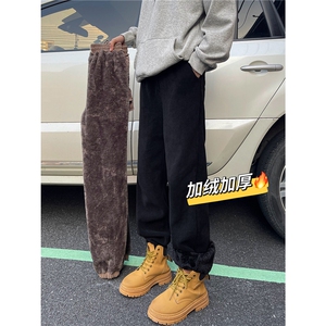 A165-K8535-P60控78~欧棉绒羊羔绒卫裤加厚休闲裤雪尼尔灯芯绒裤图片