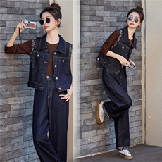 现货！！！2025年秋季新款时尚花色拼接三件套9506，女装套装/套裙，红依佳