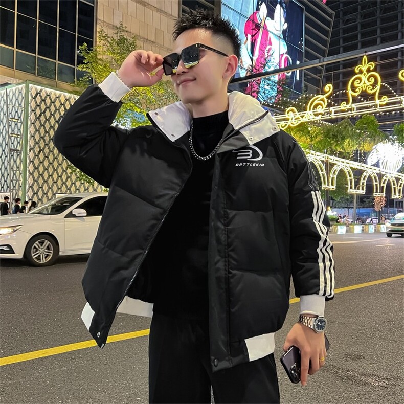 打怪潮拼色侧边条纹棉衣棉服女秋冬季面包服外套,男装棉衣,星座218-1（原230）