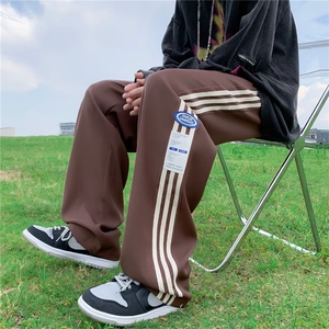 侧边条纹休闲裤子男夏季直筒宽松卫裤高街潮牌运动裤 K4341-P35图片