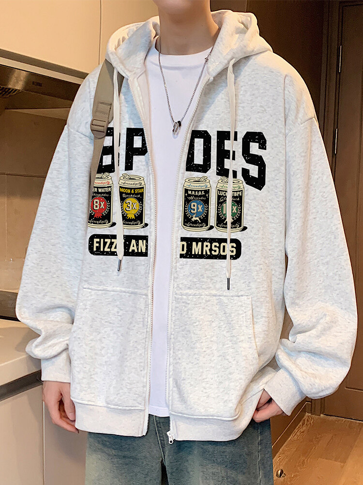 H209P70含棉量65%美式字母高街连帽卫宽松休闲开衫外套,男装卫衣,星座304A-1