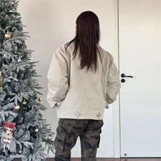 美式复古纯色短款外套女2025春季新款翻领时尚宽松休闲夹克上衣，男装夹克，星座506A
