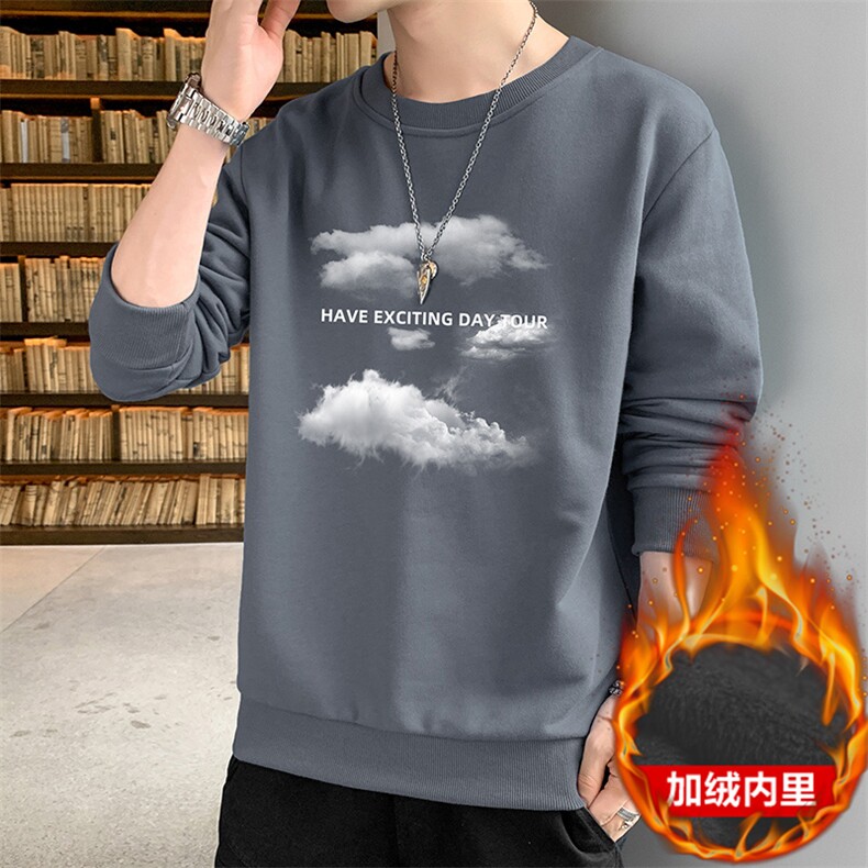 秋冬新款2022潮流男士云朵印花加绒卫衣大码1210-2-F077加绒-P19,男装卫衣,星座1816-2（原1210–2）