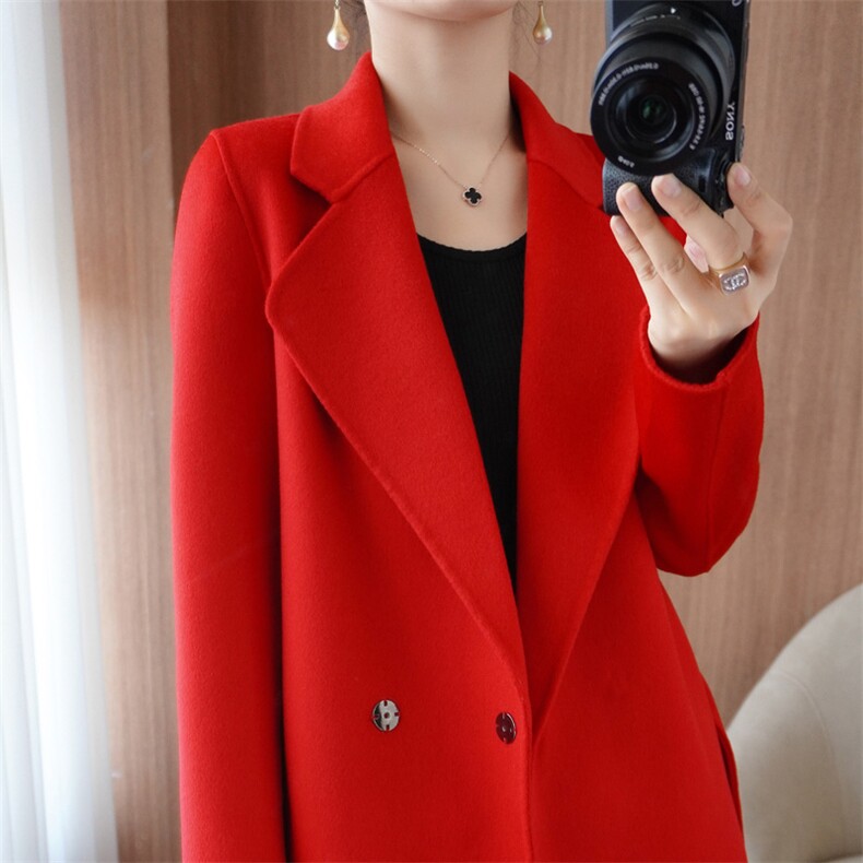 长款简约气质双面羊毛大衣女2024秋冬新款双面呢大衣,女装双面呢大衣,众策羊绒