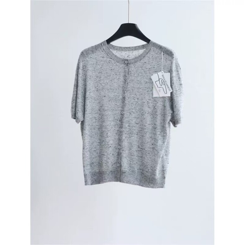 2025年秋季短袖常规款圆领单排扣开衫时尚百搭，女装针织衫/毛衣，巧奈羊绒