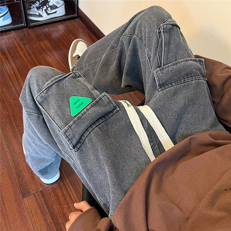 工装牛仔裤男青少年小众设计感口袋港风XK8005P42,男装牛仔裤,星座1116-2