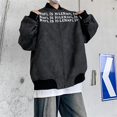 美式高街立领夹克外套男女秋冬季节hiphop潮牌字母印花棉服棒球服，男装夹克，星座505-2（原电商A260-1)