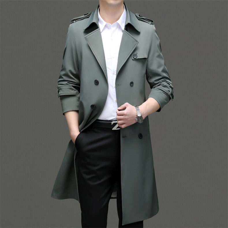 GDN-F12309春秋新款男士风衣大翻领商务领导服男装纯色外套图片