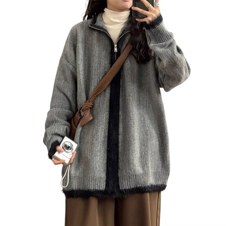 韩版简约刺绣圆领百搭软糯加厚开衫外套女2025春季休闲针织衫毛衣,男装针织衫/毛衣,星座218-8