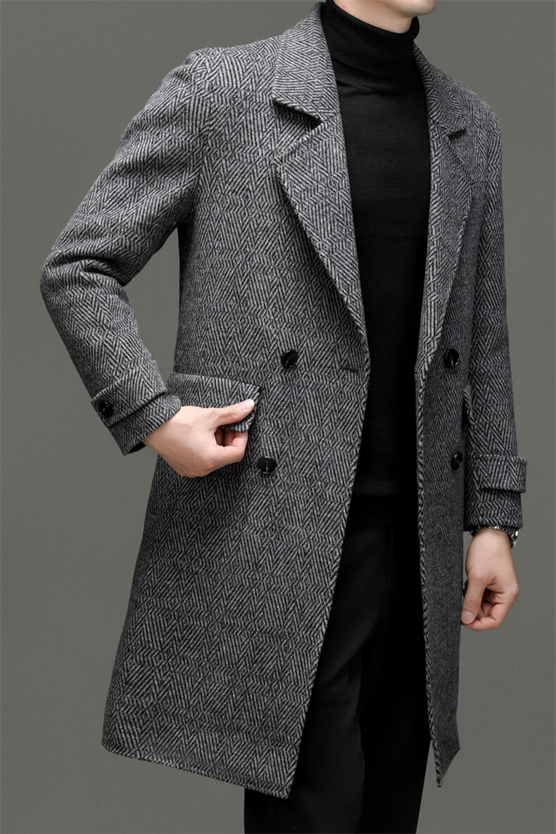M3808-28钱塘2020-3冬季厚款商务休闲百搭中年男士毛呢外套P253,男装毛呢大衣,钱塘207-3