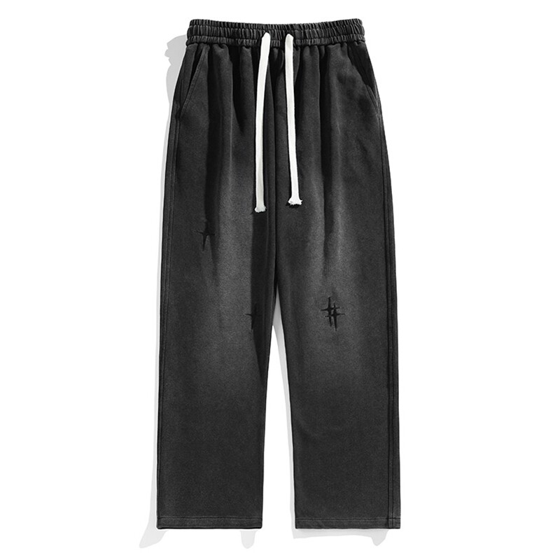 白底秋冬重工绣花华棉拖地裤宽松休闲长裤男K23315-P55,男装休闲裤,星座717