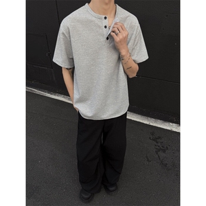 主推款2025夏季短袖T恤亨利领华夫格美式休闲上衣YY1801-TP15