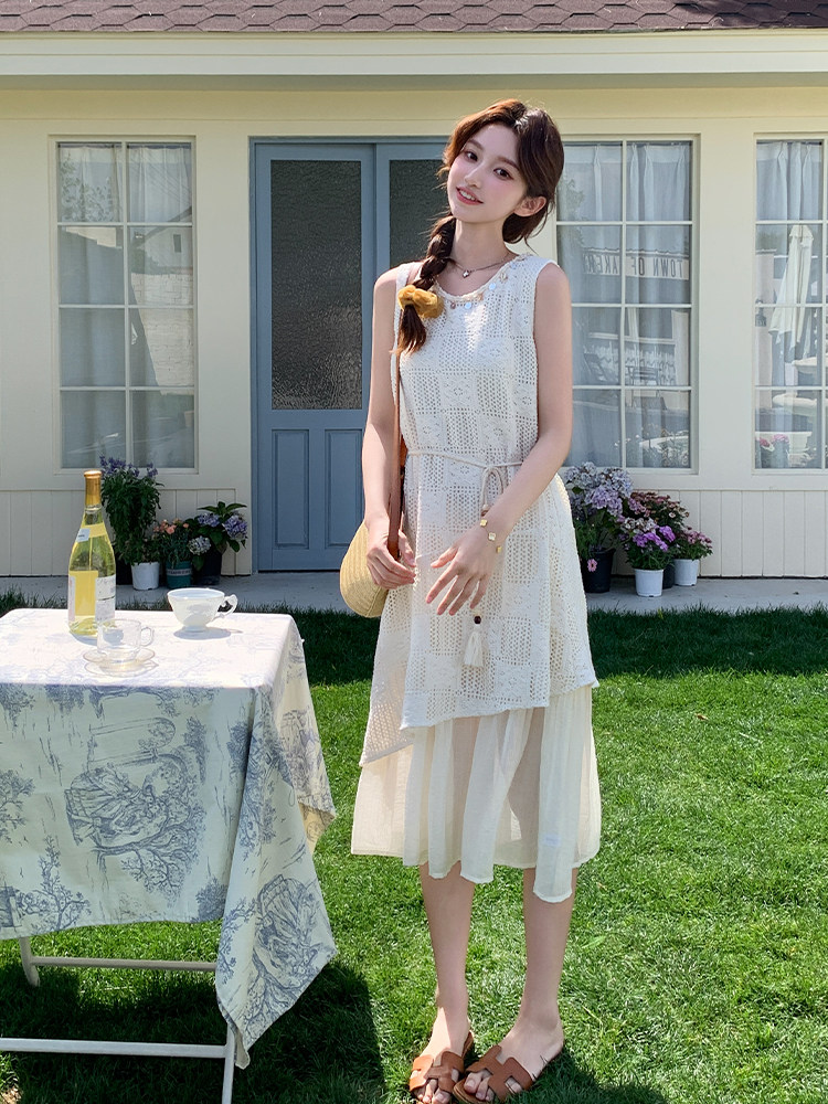 2025年夏季短袖收腰假两件常规偏软ins风223-1366P140K198,女装连衣裙,欣美人
