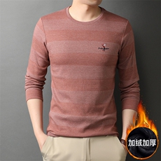 21冬季男装衣服休闲纯色圆领加绒加厚中年男士长袖T恤GR5985-P80，男装T恤，电商B212（原钱塘6029）