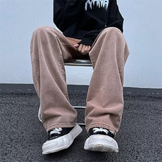 阔腿牛仔裤男秋冬宽松直筒休闲长裤做旧渐变复古拖地裤N9234-p48，男装牛仔裤，星座1008