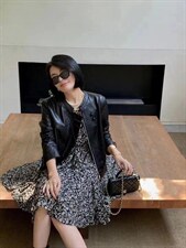 2022民族风复古盘扣设计气质皮衣外套，女装皮衣，L·H·X