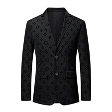 男士印花西装外套休闲西服男单件秋季新款中年秋装商务上衣，男装西服，电商B212（原钱塘6029）