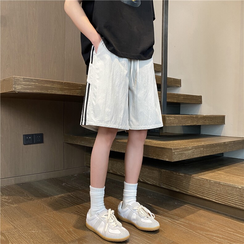 抖音品质夏季新款美式条纹运动宽松五分裤B315-K25792-特p25控48,男装休闲裤,电商B315