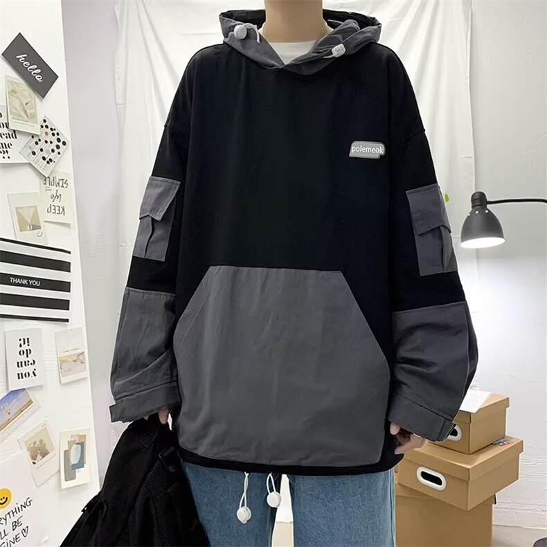 工装卫衣男韩版潮流拼色帅气2023春秋新款ins宽松外套WB018-P30,男装卫衣,星座412-2