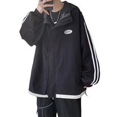 JK6001/P60春装现货男生撞色连帽夹克男潮大码宽松外套上衣控78，男装夹克，电商A141