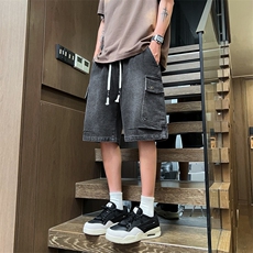 胖胖哥港风潮牌工装牛仔短裤男夏季大码宽松百搭潮流休闲运动裤，男装牛仔裤，星座301B-2（原A443-1）