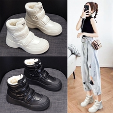 雪地靴女2024年秋冬季新款厚底真皮加绒面包棉鞋，女鞋雪地靴，电商A223